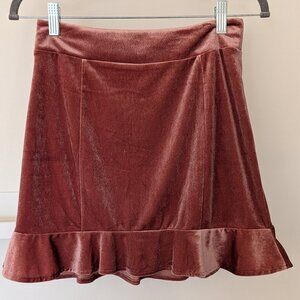 NWT Forever 21 Women's Short Velour Skirt Sweet Ruffle Mauve Rose Pink Size M